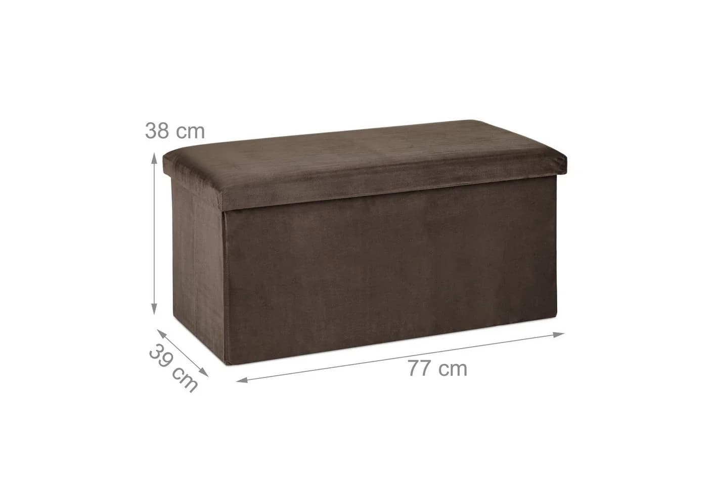 relaxdays Faltbare Samt-Sitzbank mit Stauraum Braun - Bild 4