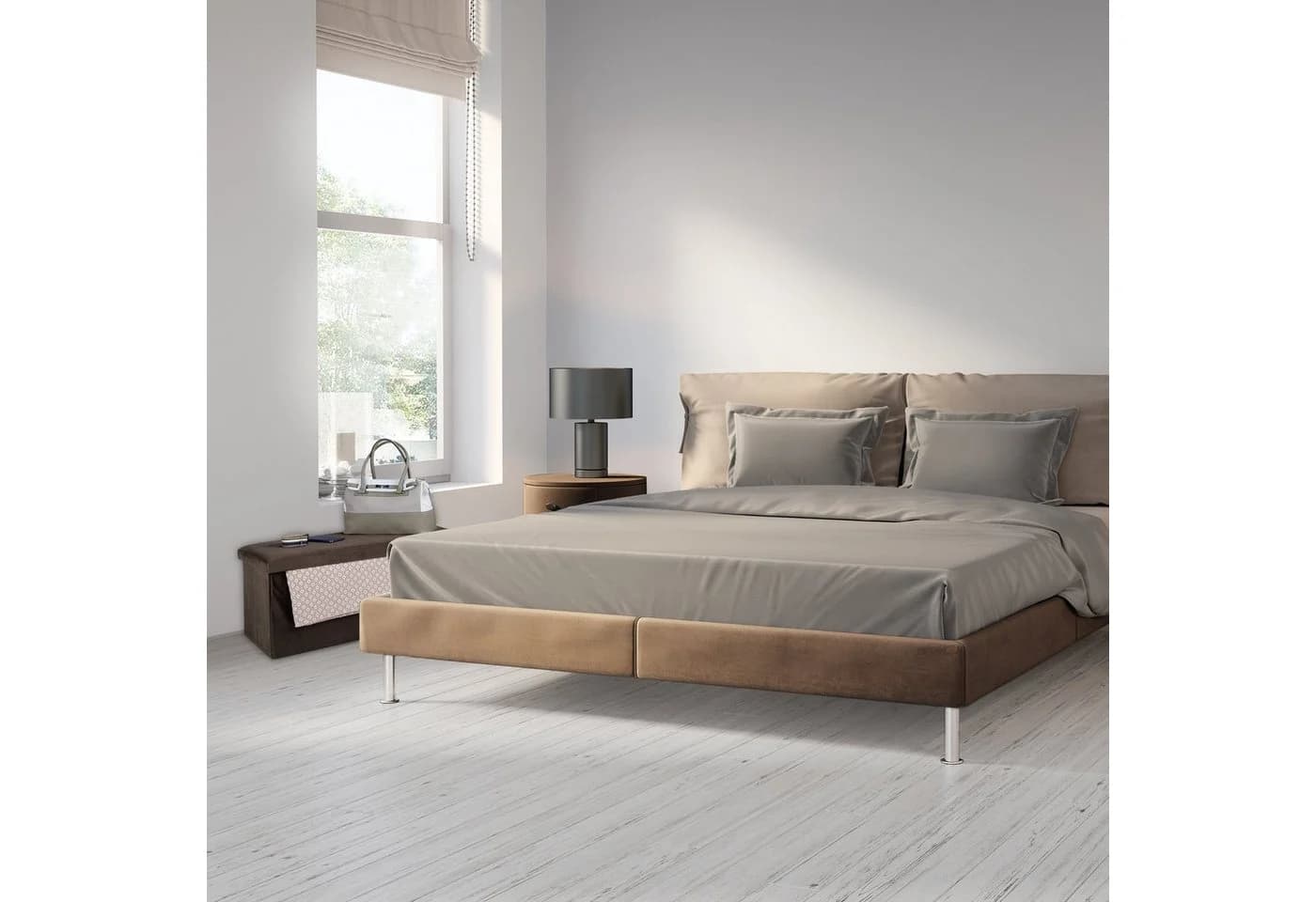 relaxdays Faltbare Samt-Sitzbank mit Stauraum Braun - Bild 5