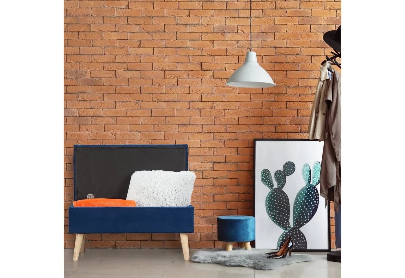 relaxdays Sitzbank Samt mit Stauraum Weiß - Bild 3