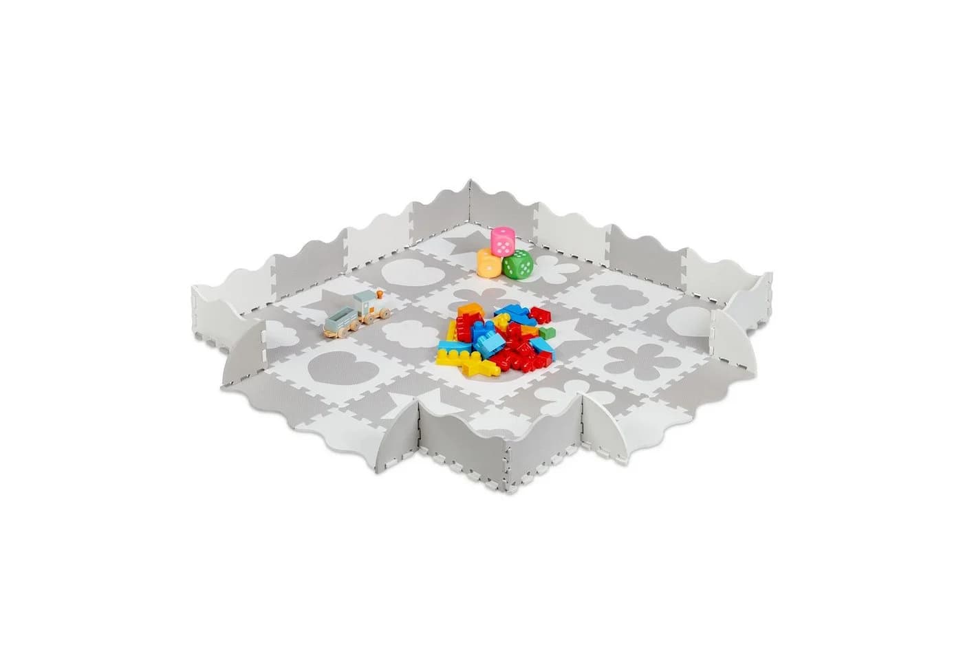 relaxdays Spielmatte 52-tlg. Grau/Weiß mit Motiven - Bild 2