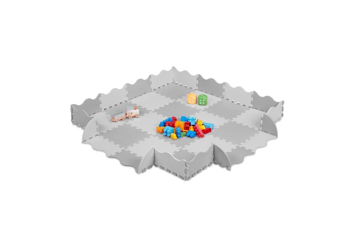 relaxdays Spielmatte 36-teilige Puzzlematte mit Rand Grau - Bild 2