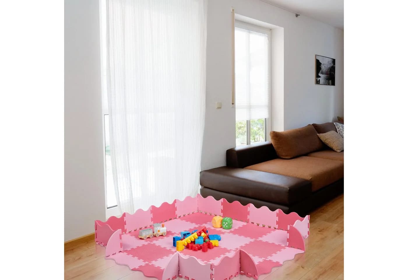 relaxdays Spielmatte 36-teilige Puzzlematte mit Rand Grau - Bild 3