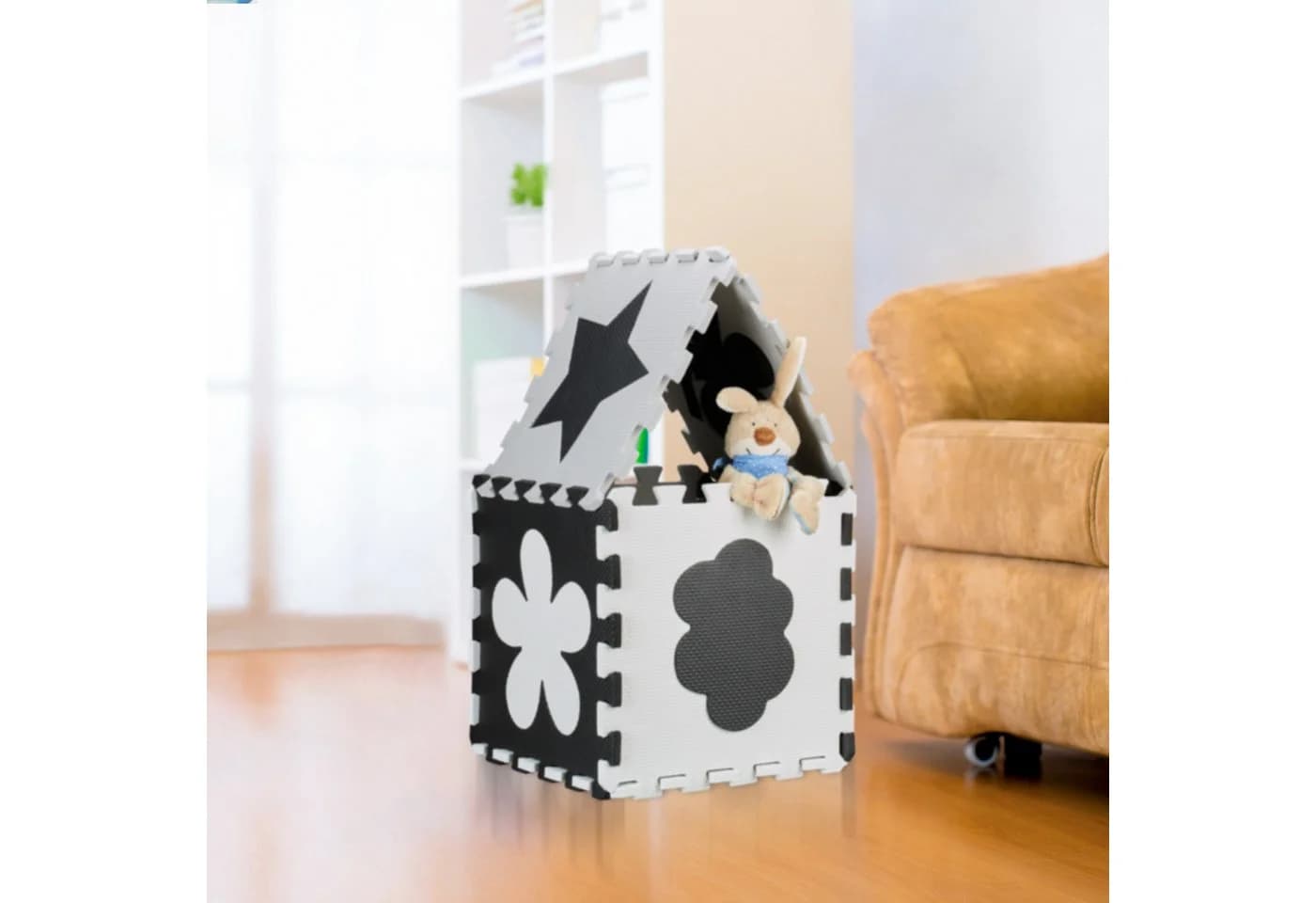 relaxdays Spielmatte 34-tlg. Puzzlematte mit Rand und Motiven Grau - Bild 3