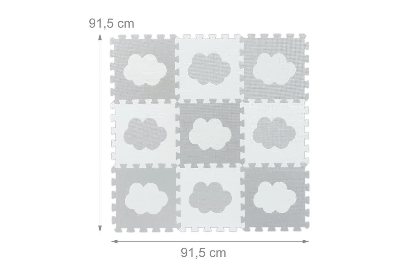 relaxdays Spielmatte 18-tlg. Puzzlematte Wolke Weiss-Grau - Bild 5