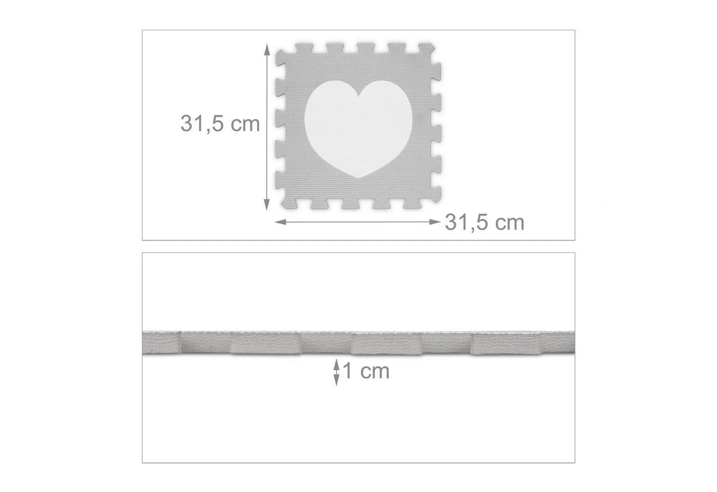 relaxdays Spielmatte 18-tlg. Puzzlematte Herz Weiss-grau - Bild 4