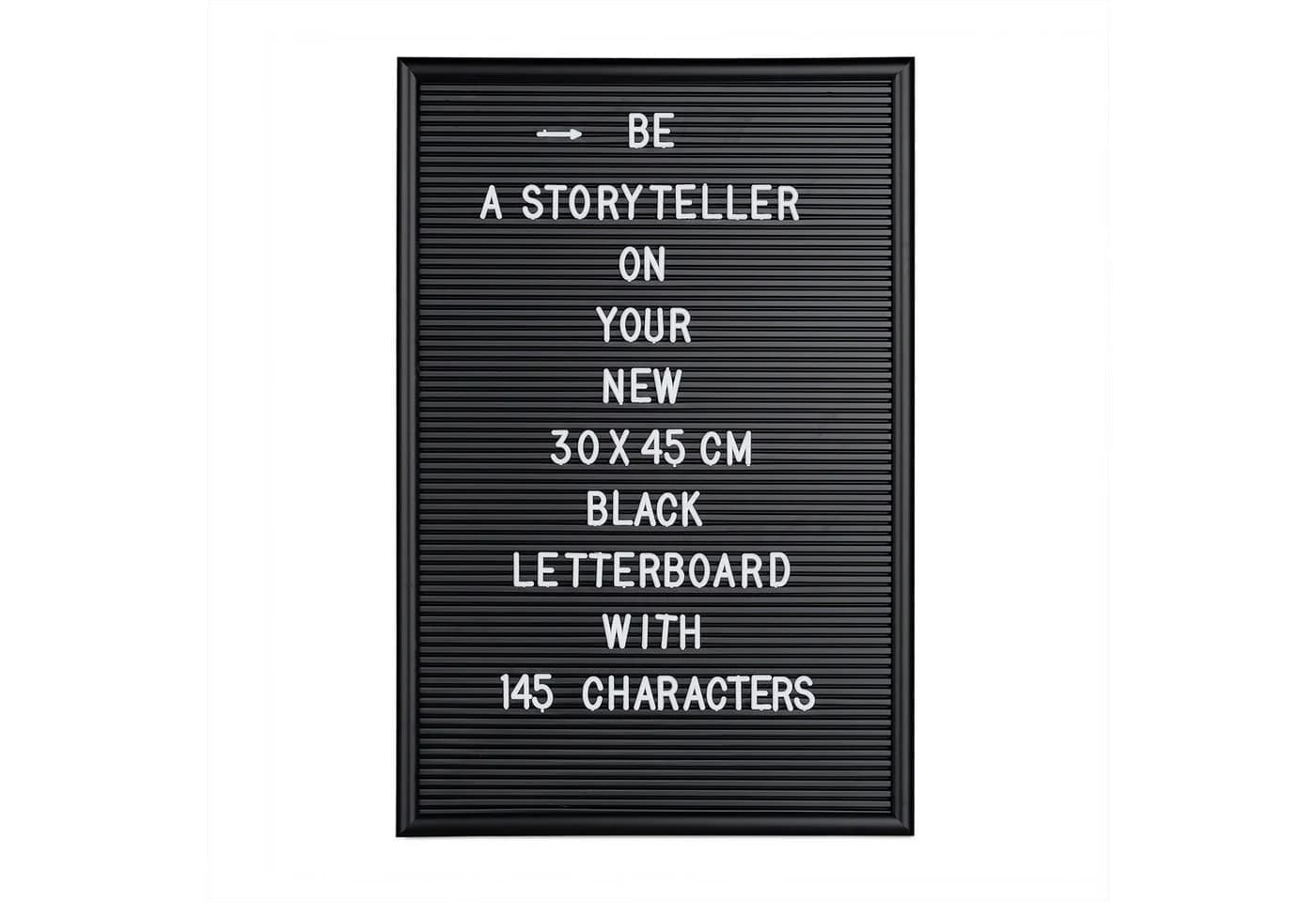 relaxdays Memoboard Letterboard Schwarz 145 Zeichen Stecktafel - Bild 2