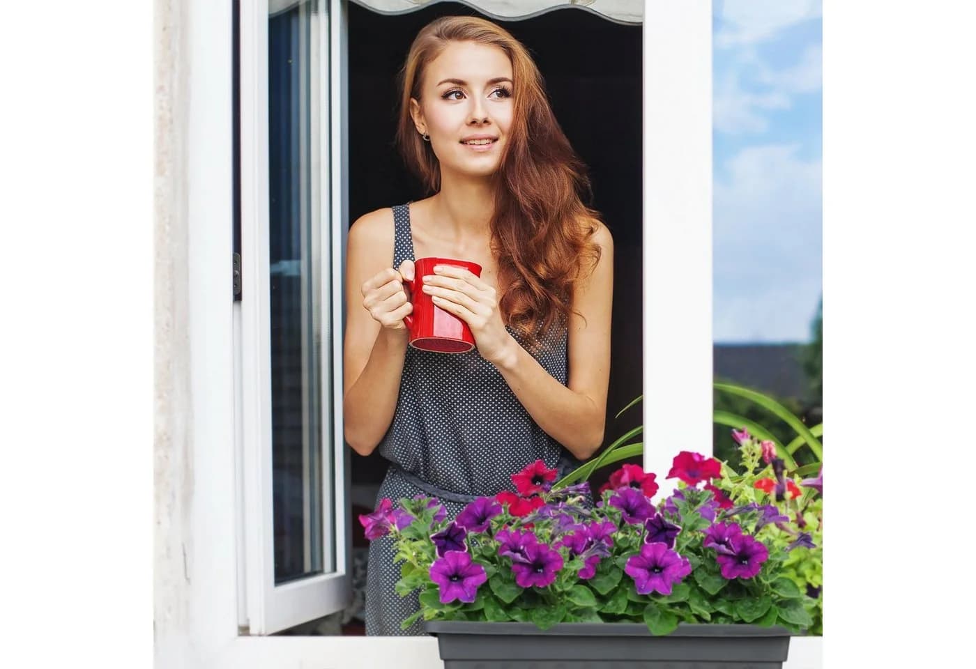relaxdays Pflanzkübel Blumenkasten 4er Set schmal Anthrazit - Bild 3