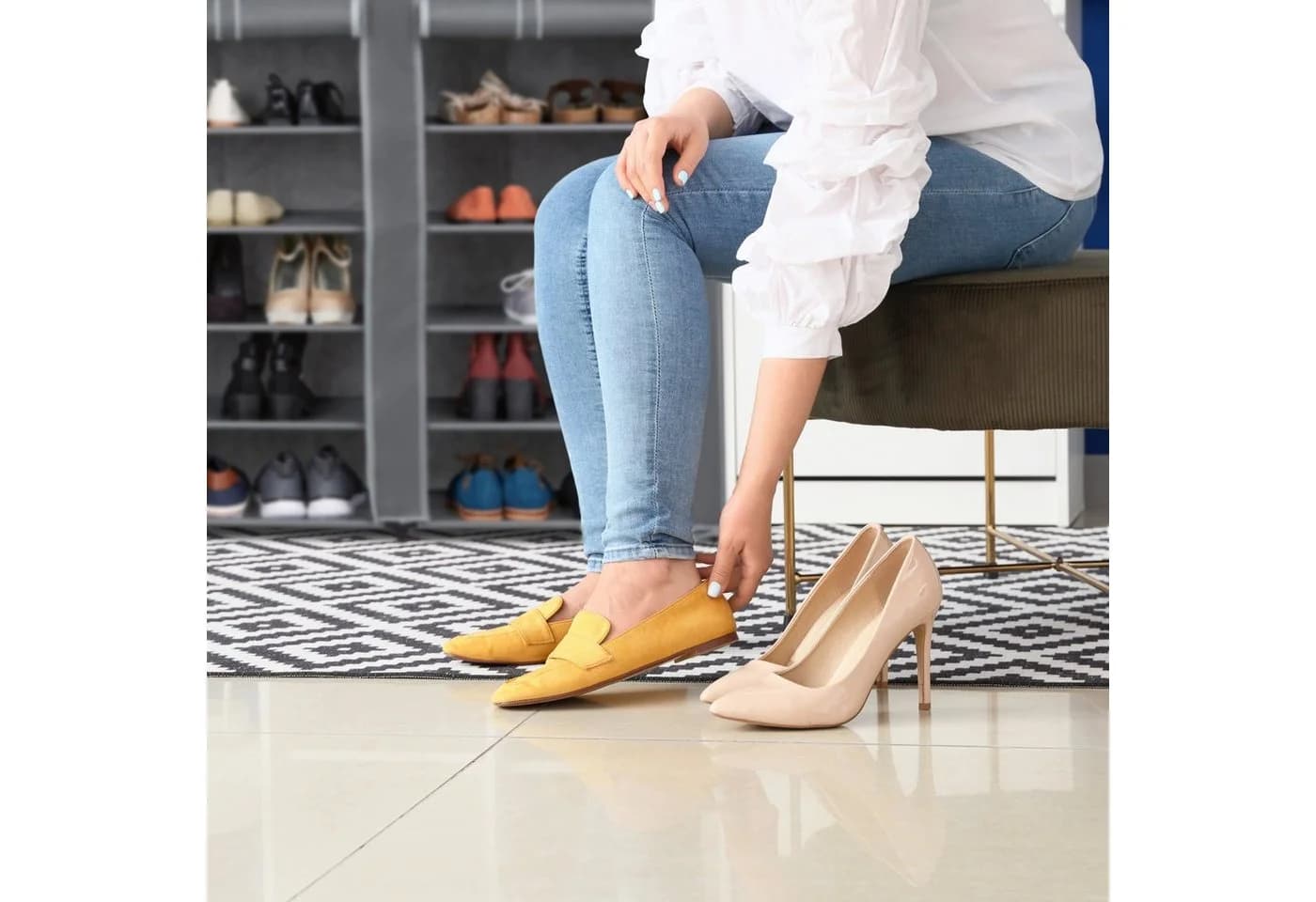 relaxdays Schuhschrank Stoff 12 Fächer Anthrazit - Bild 3