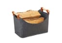 relaxdays Aufbewahrungskorb Filztasche mit Holzgriffen Dunkelgrau Bild 2