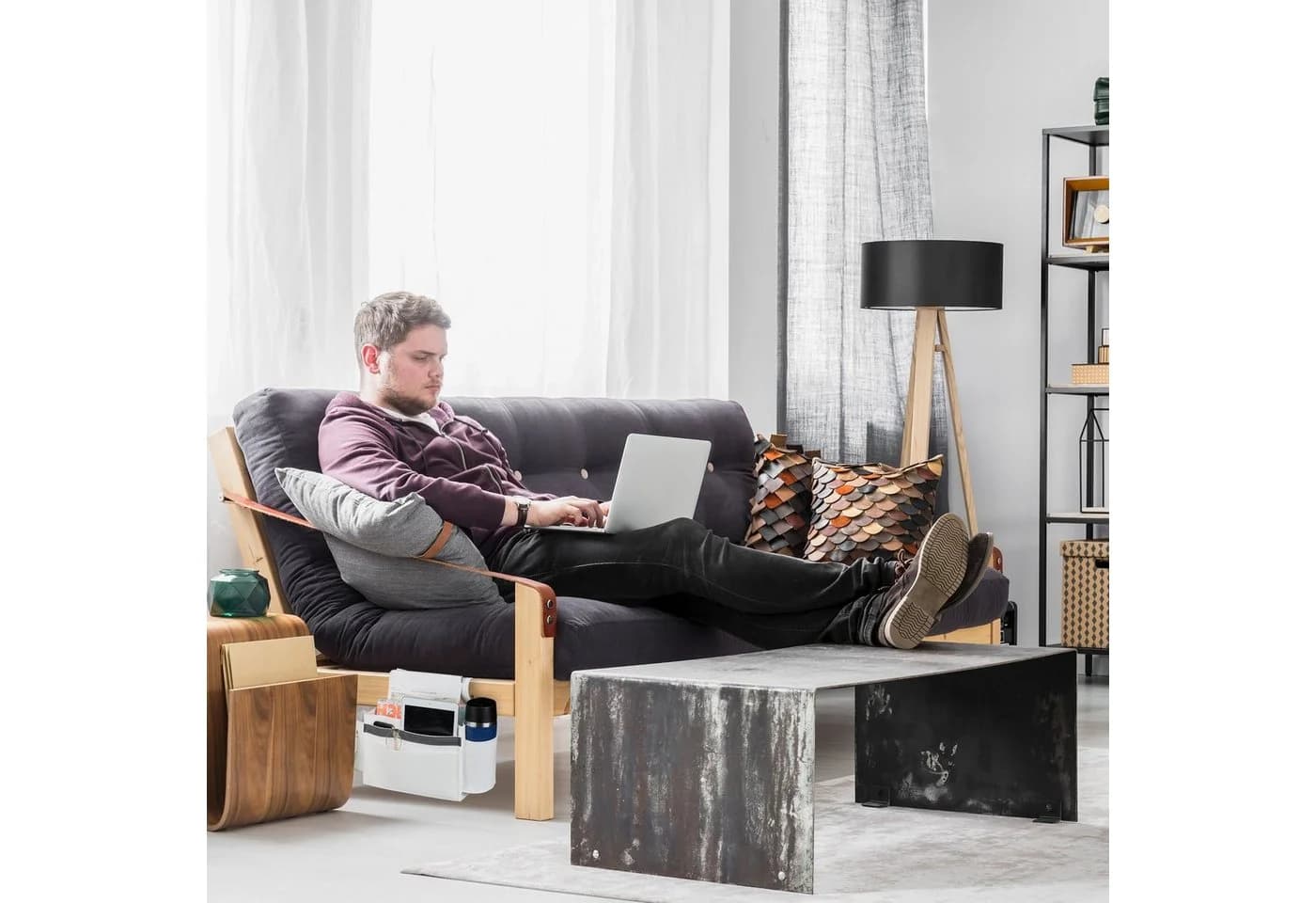 relaxdays Filz-Betttasche Hellgrau für Hochbett & Pflegebett - Bild 3
