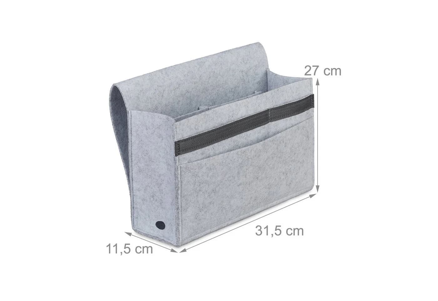 relaxdays Betttasche mit Klettverschluss Hellgrau Filz Organizer - Bild 4
