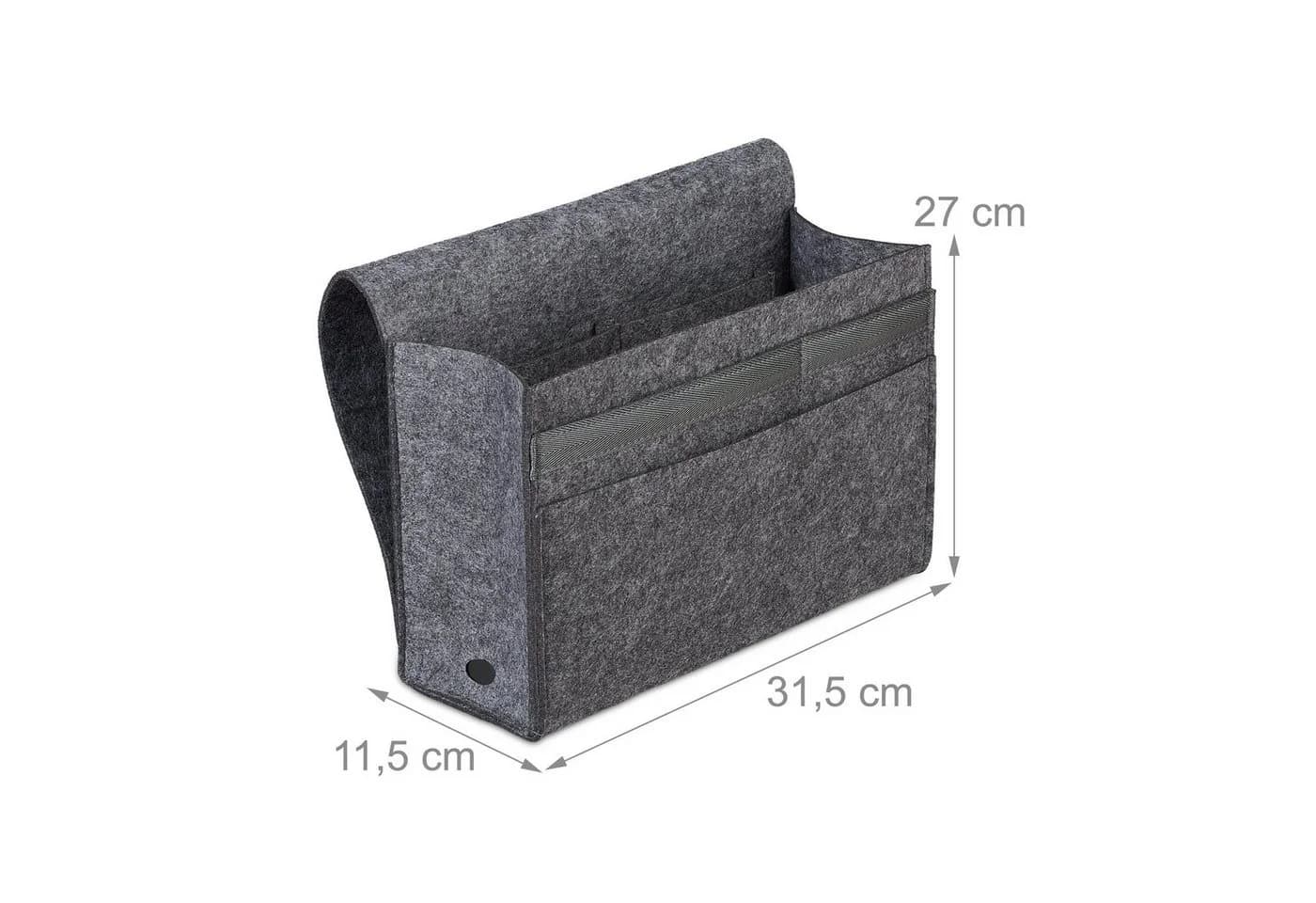 relaxdays Betttasche mit Klettverschluss Grau Filz Organizer - Bild 4