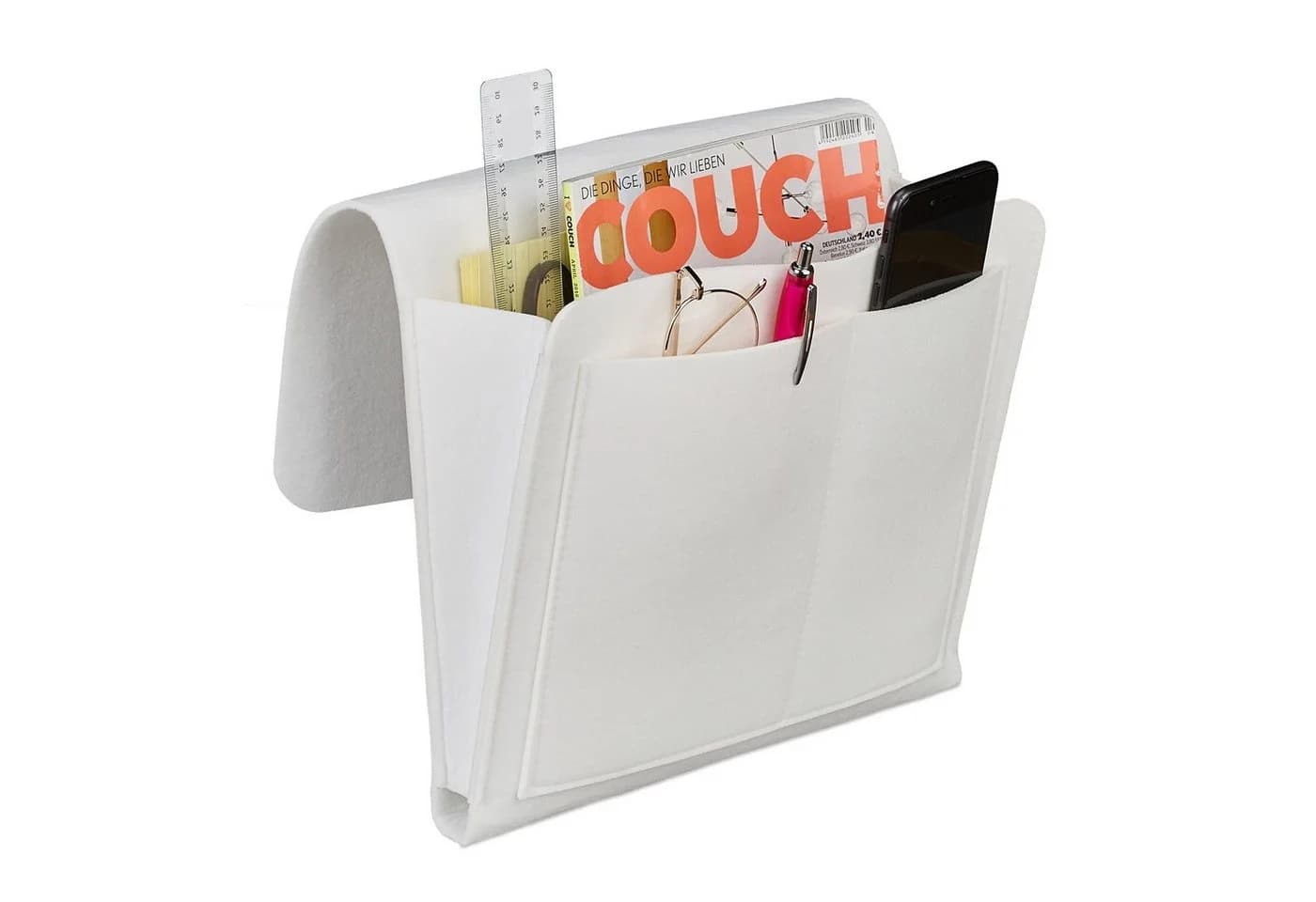 relaxdays Betttasche aus Filz Weiß 5 Fächer Organizer - Bild 2