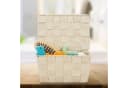 relaxdays Aufbewahrungskorb mit Deckel Beige Kunststoff Flechtoptik Bild 1