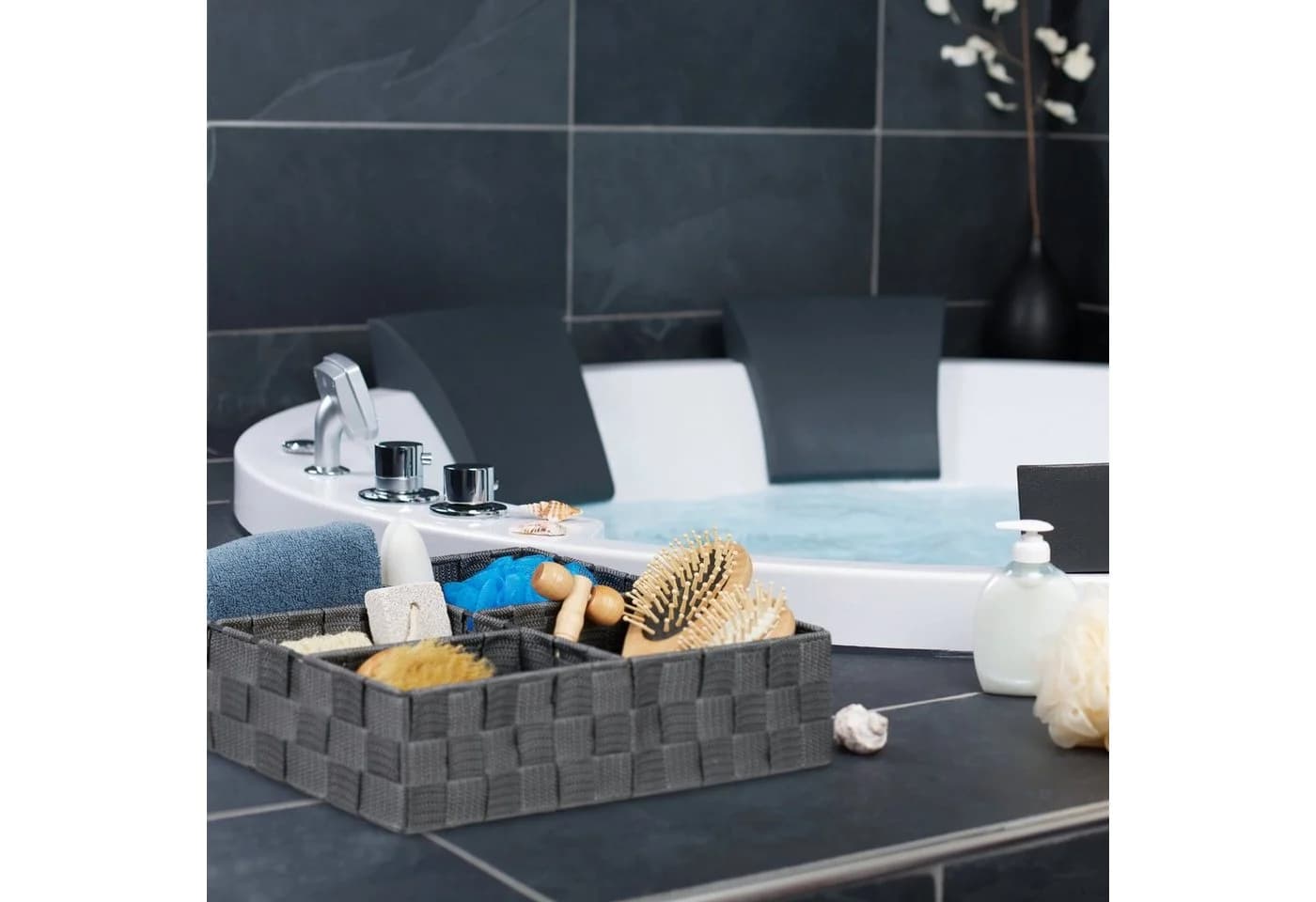 relaxdays Aufbewahrungskorb 5 Fächer Grau Kunststoff - Bild 5