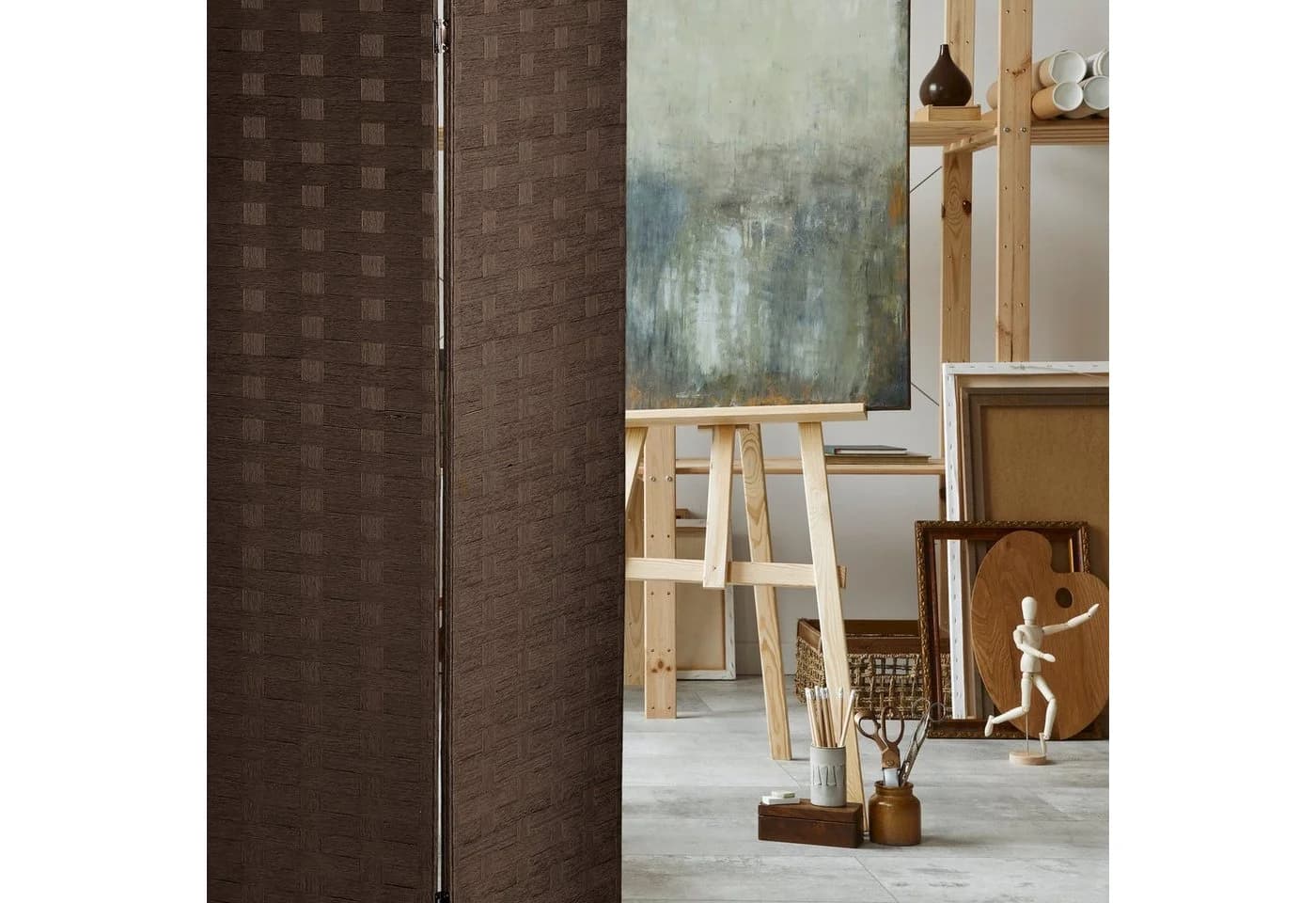 relaxdays Paravent Raumteiler 8-teilig Braun Holz - Bild 5