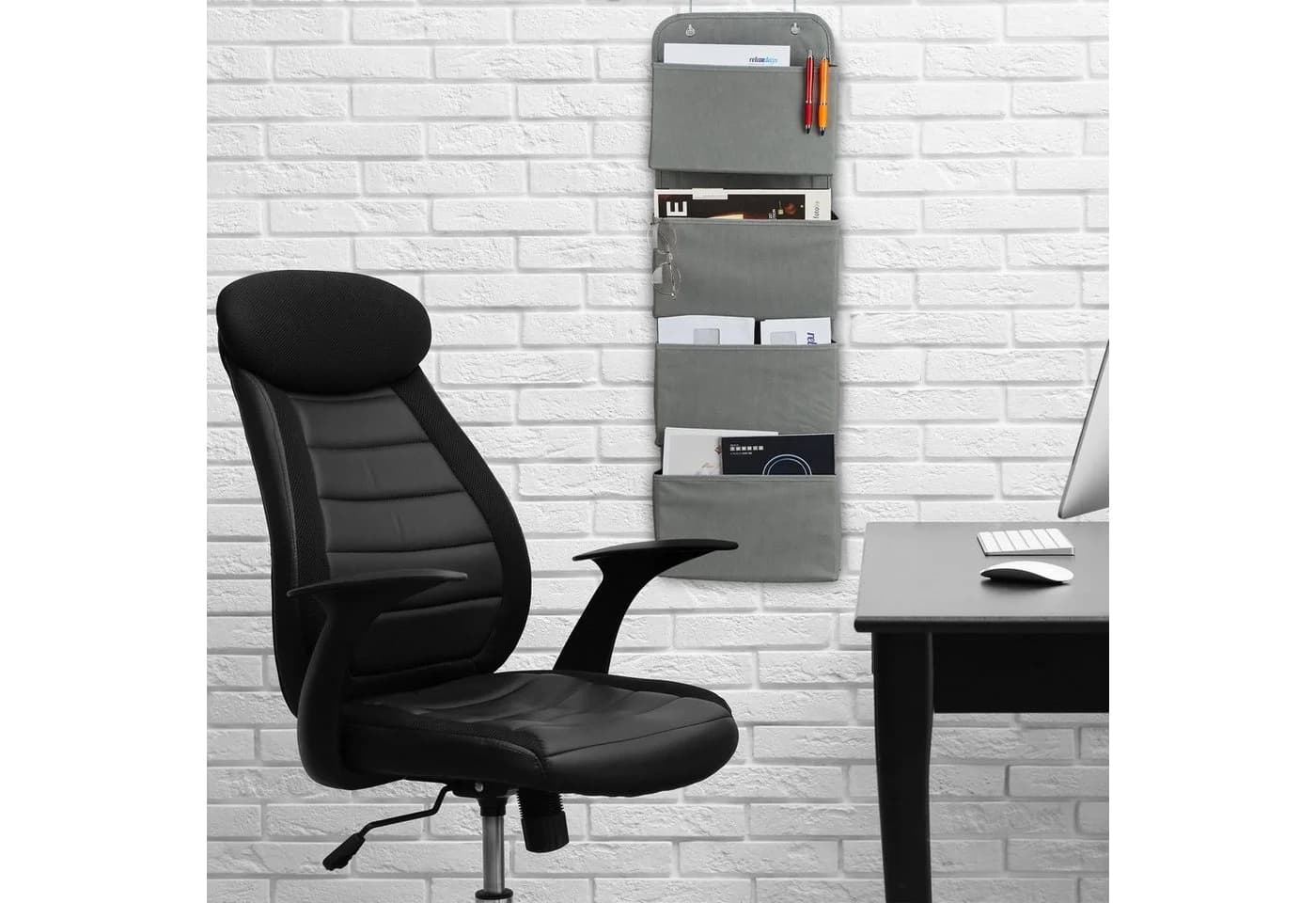 relaxdays Badorganizer Hängeorganizer 4 Fächer Grau