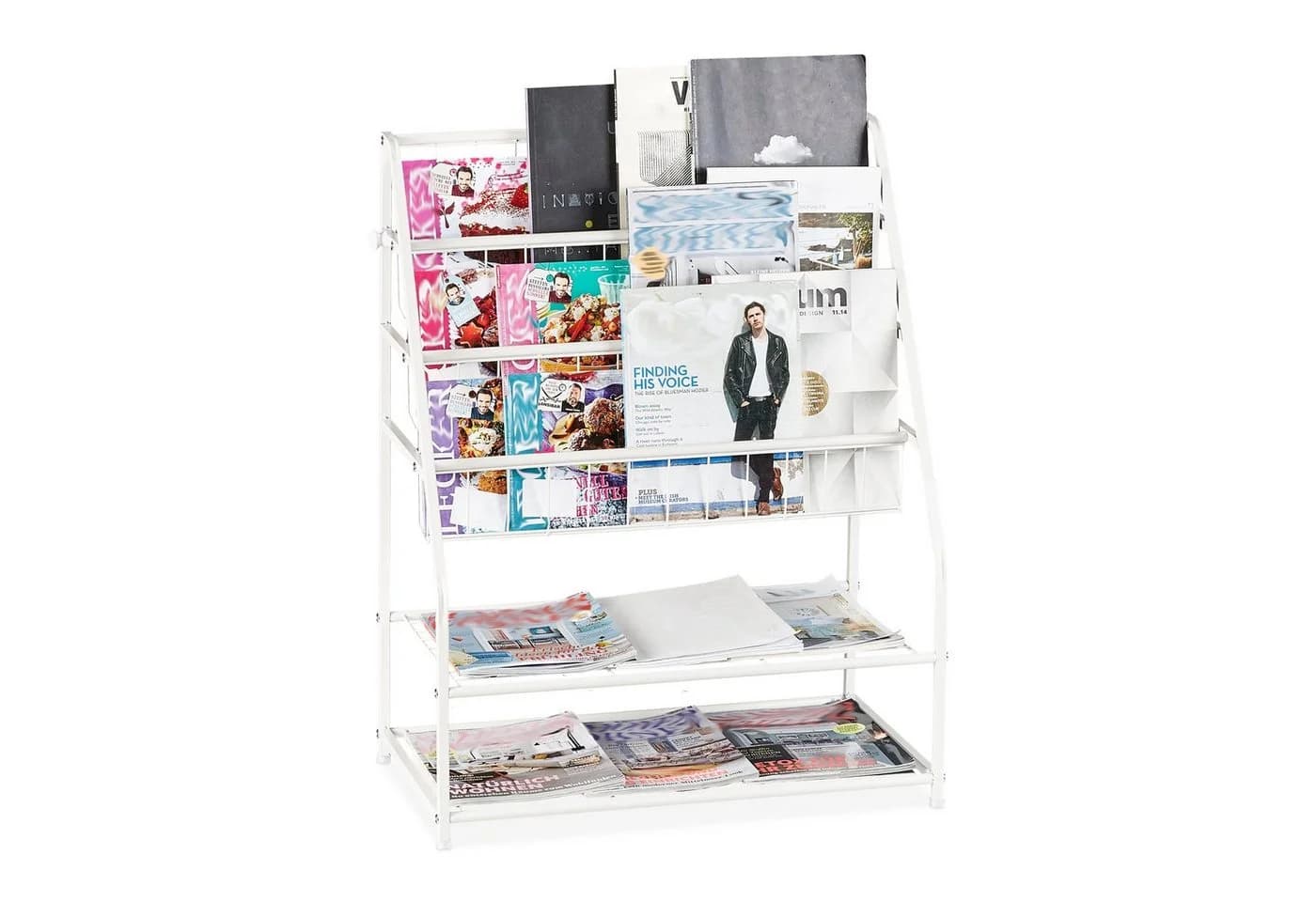 relaxdays Zeitungsständer Zeitschriftenregal Weiß Metall - Bild 2