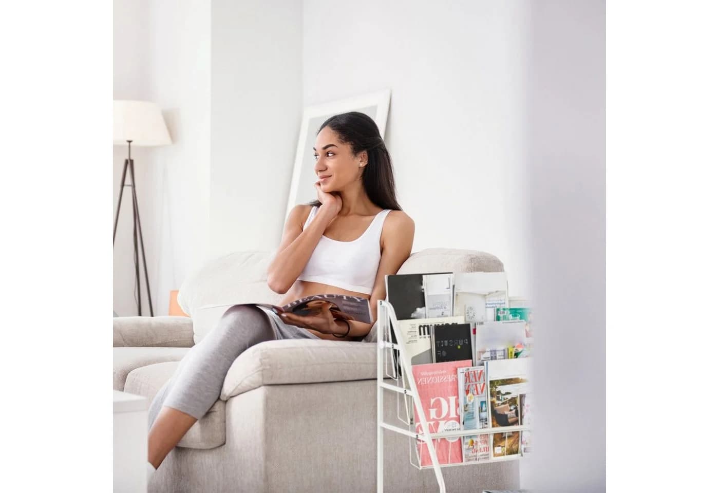relaxdays Zeitungsständer Zeitschriftenregal Weiß Metall - Bild 3