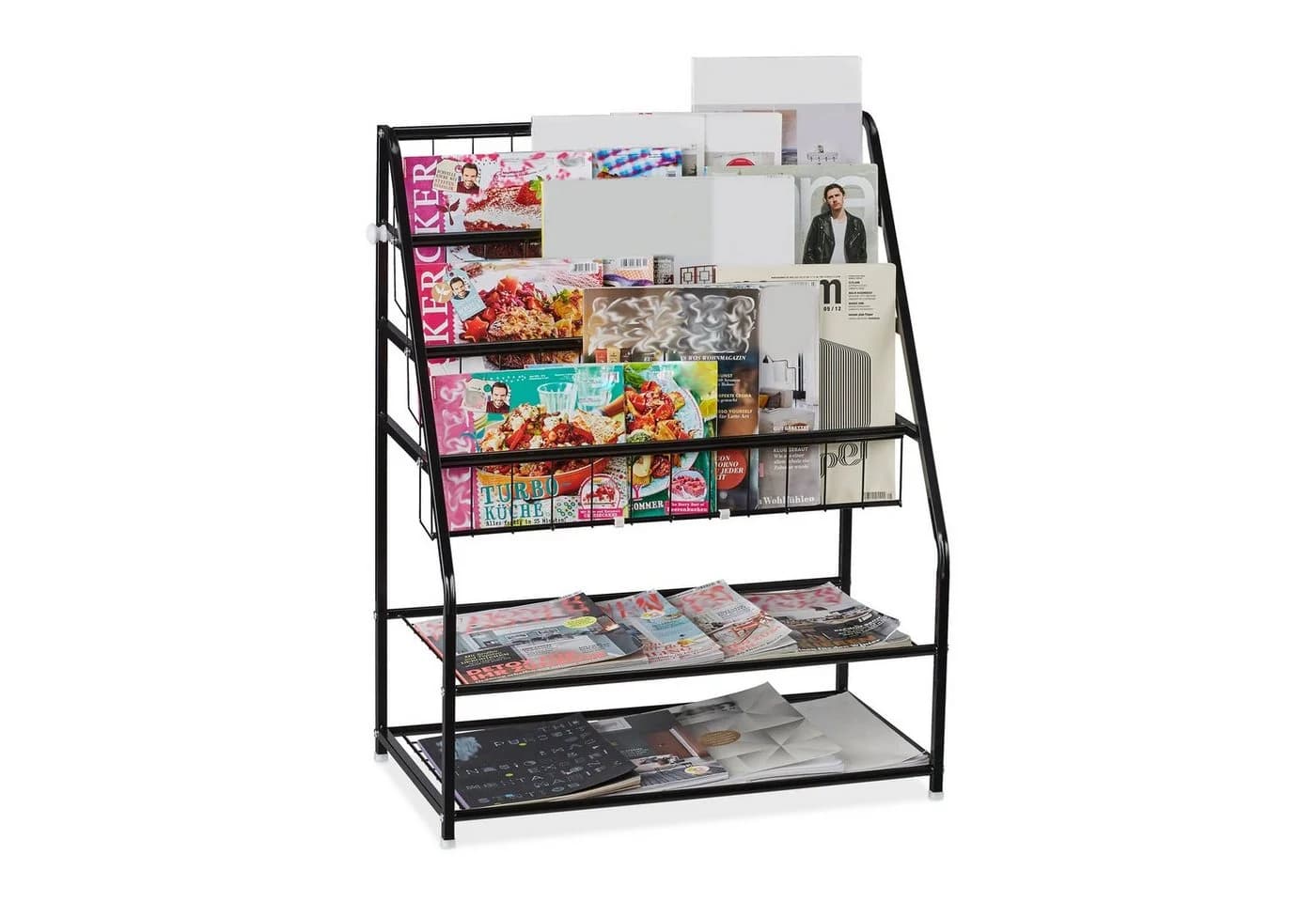relaxdays Zeitschriftenregal Schwarz Metall Gitter Design - Bild 2