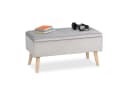 relaxdays Sitzbank Samt mit Stauraum Hellgrau Eukalyptus Bild 2