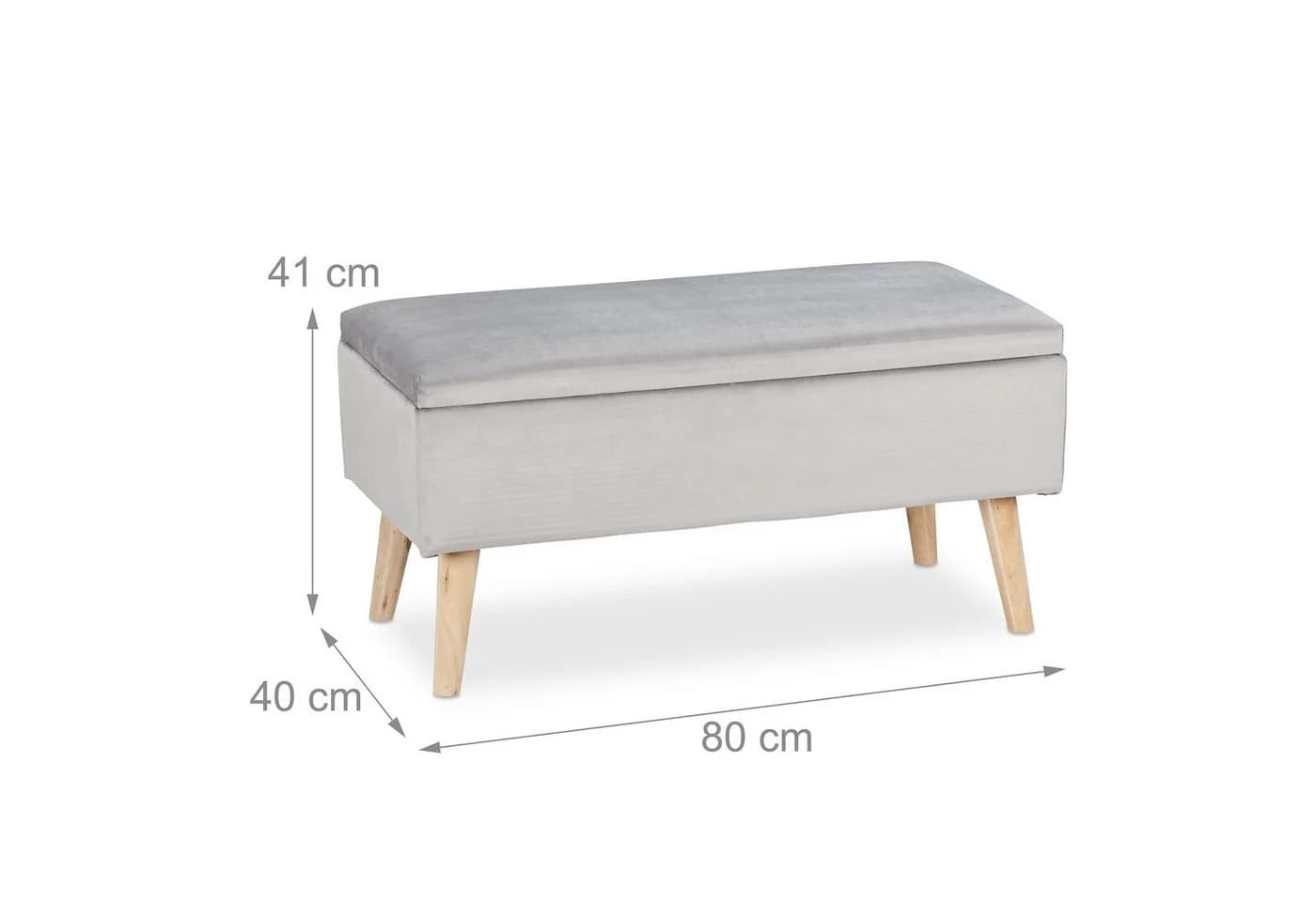 relaxdays Sitzbank Samt mit Stauraum Hellgrau Eukalyptus - Bild 4