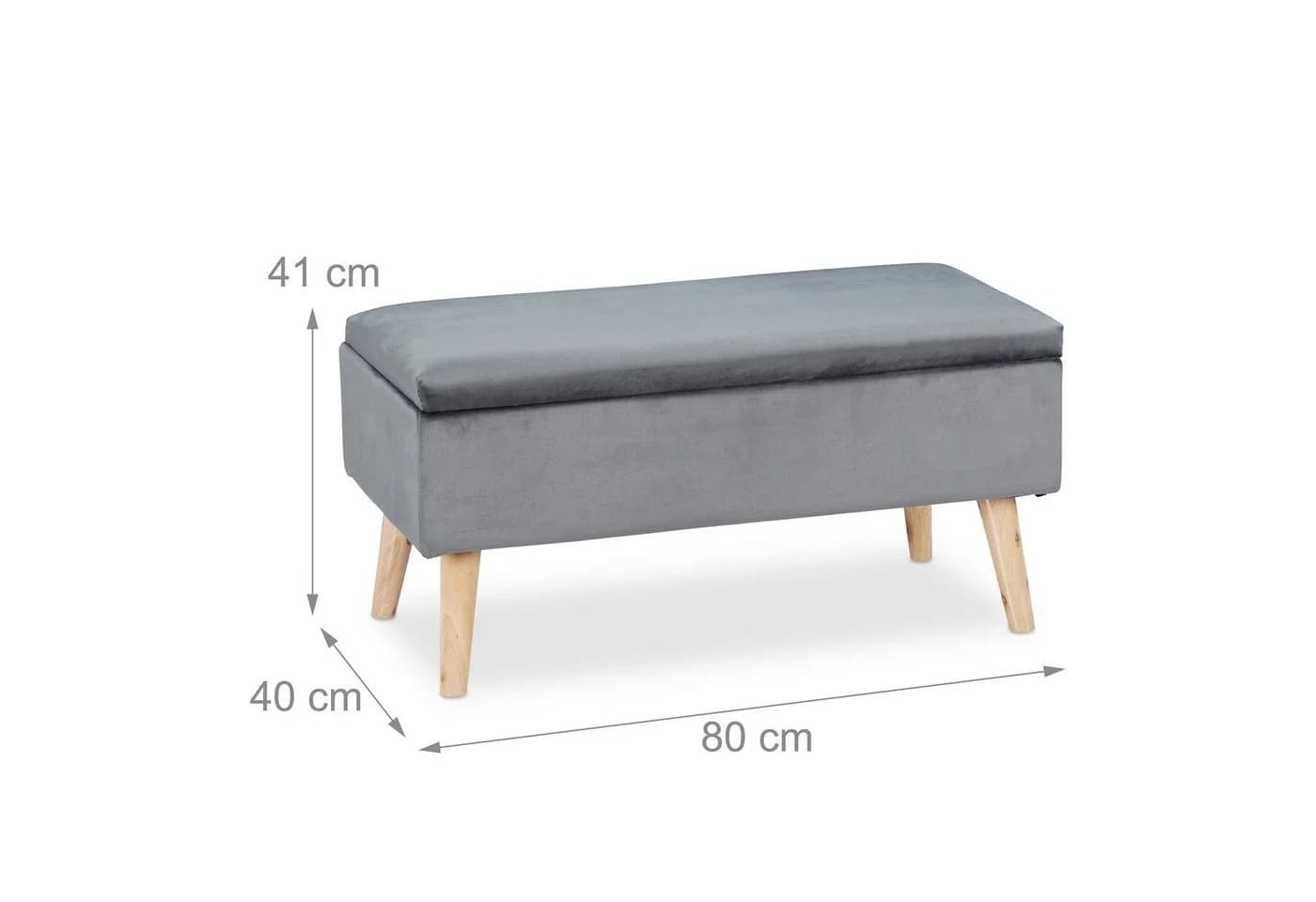 relaxdays Sitzbank Samt mit Stauraum, Eukalyptus, Dunkelgrau - Bild 4
