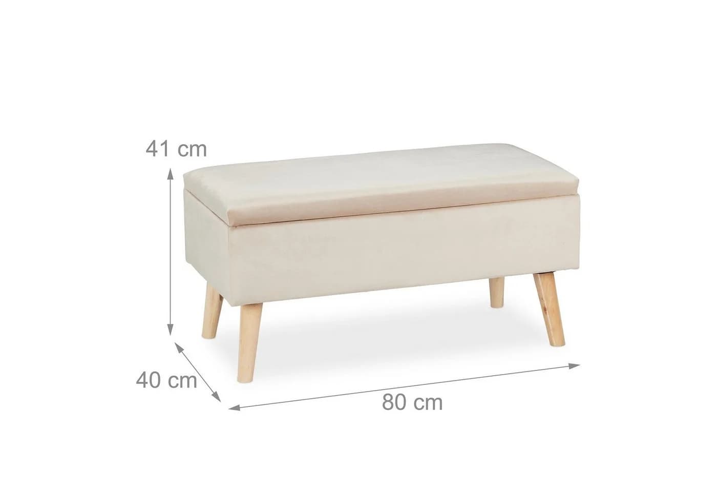 relaxdays Sitzbank Samt mit Stauraum Creme - Bild 4