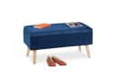 relaxdays Sitzbank Samt mit Stauraum Dunkelblau Bild 2