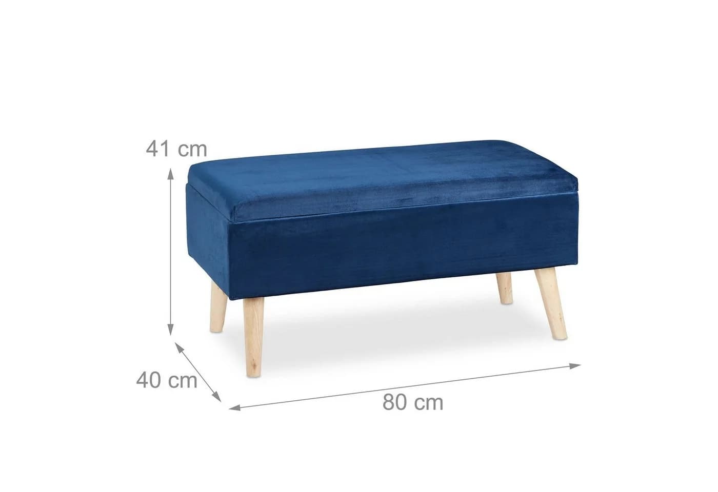 relaxdays Sitzbank Samt mit Stauraum Dunkelblau - Bild 4