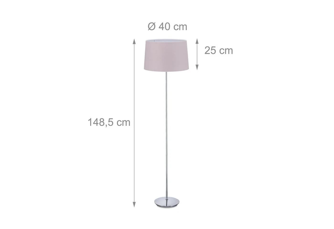 relaxdays Stehlampe mit Stoffschirm Lila Silber Chrom-Fuß - Bild 4