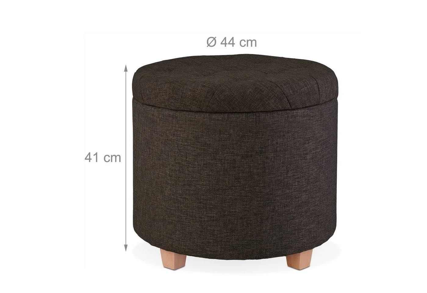 relaxdays Runder Sitzhocker mit Stauraum und gepolsterter Sitzfläche, braun - Bild 4