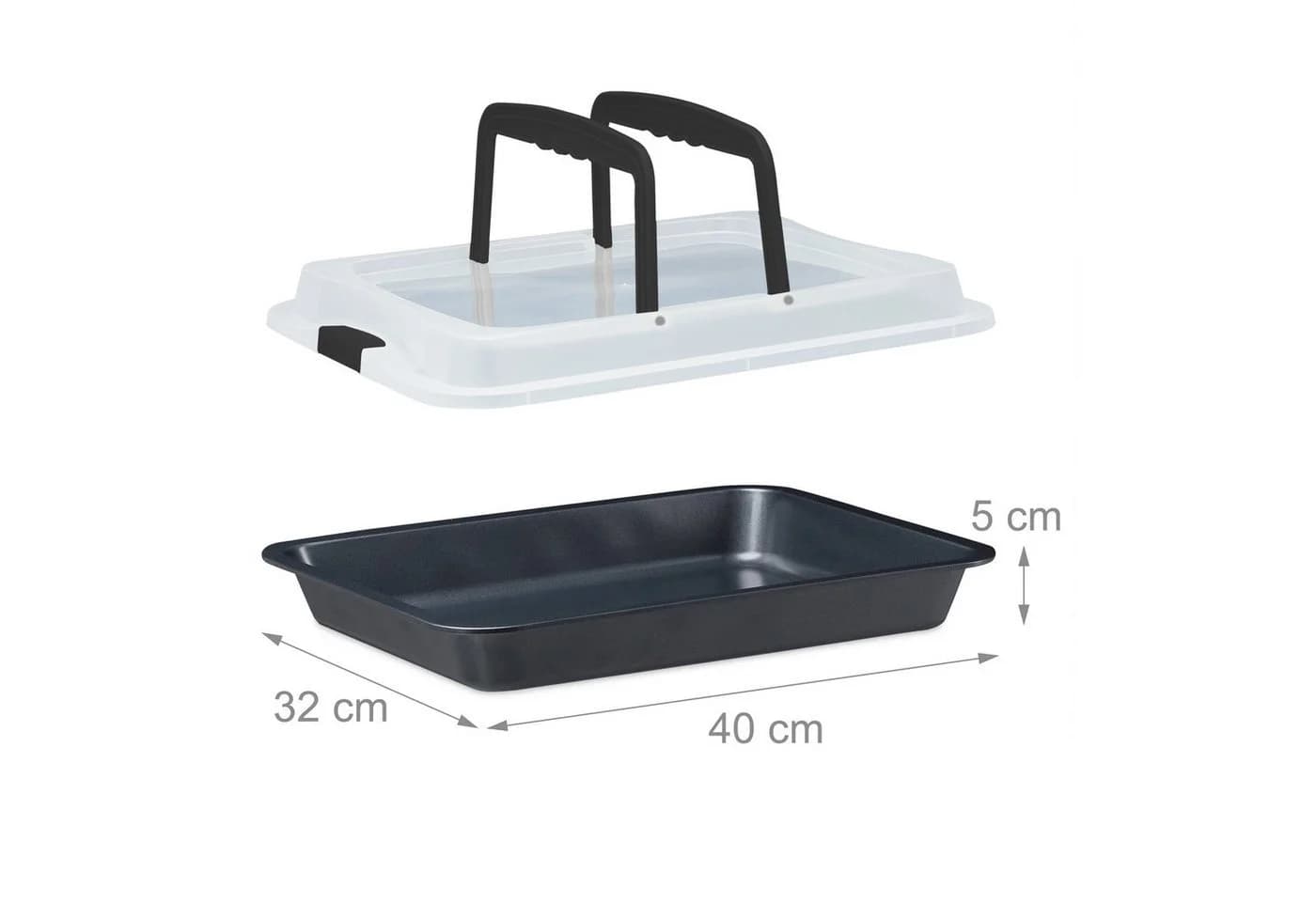relaxdays Ofenschale Backblech mit Deckel 3in1 Schwarz - Bild 5
