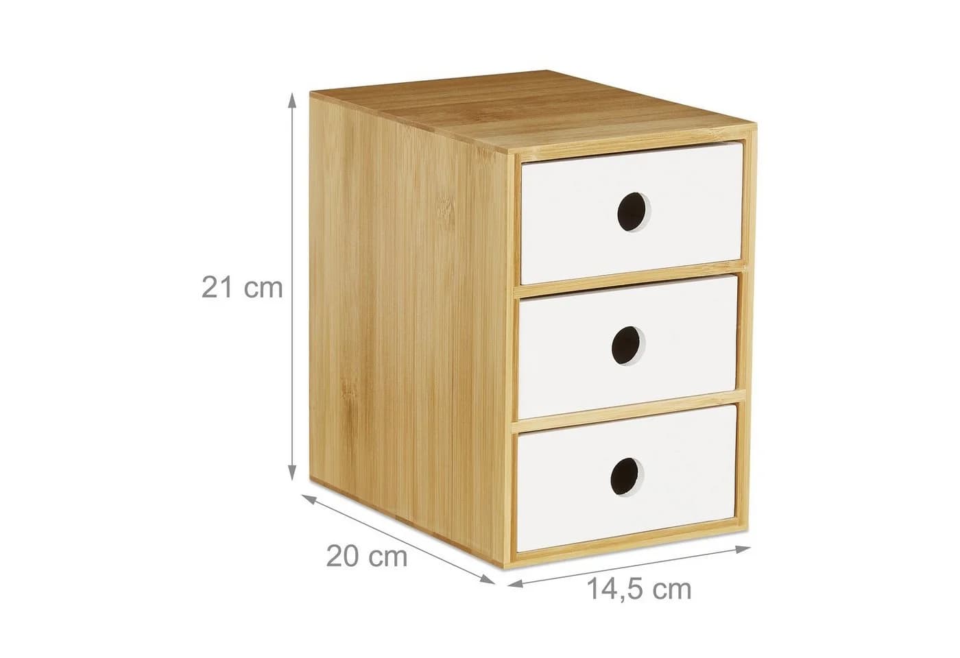 relaxdays Schreibtischaufsatz 3 Schubladen Weiß Bambus Organizer - Bild 4