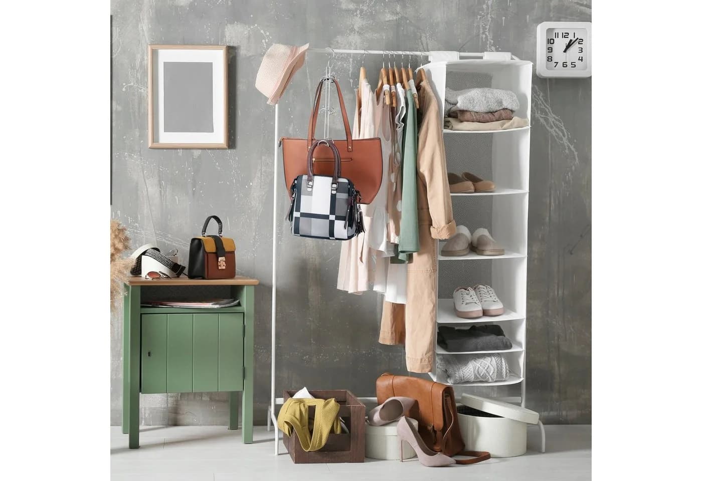 relaxdays Handtaschenbügel 6 Haken Silber Metall Organizer