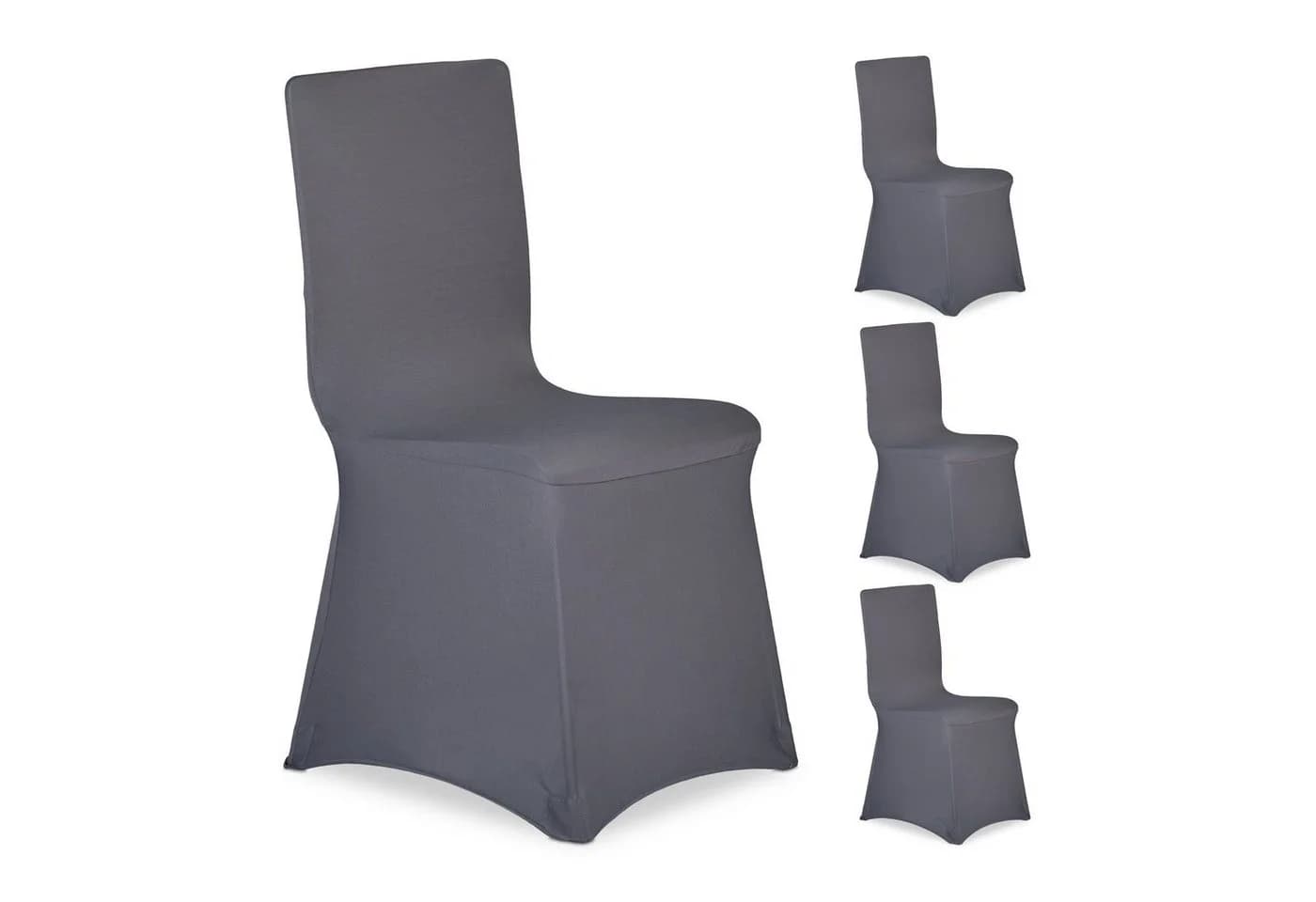 relaxdays Stuhlhusse 4er Set Anthrazit - Elastischer Stuhlüberzug - Bild 2