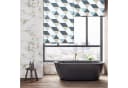 relaxdays Duschrollo Geometrisch Grau Blau Beige Modern Bild 1