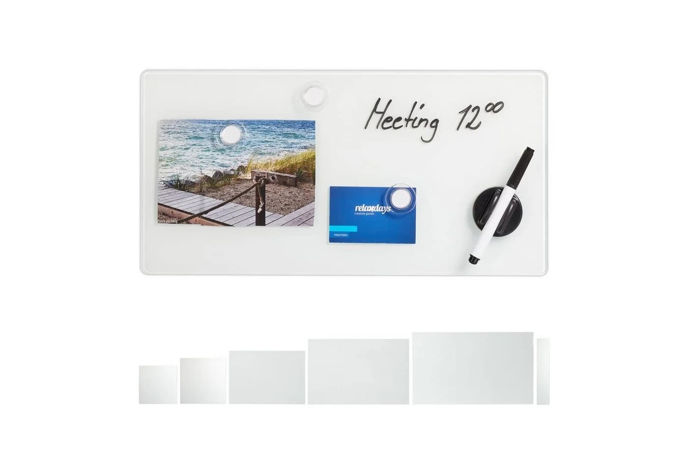 relaxdays Glas-Magnetboard Weiß Modernes Design - Bild 2