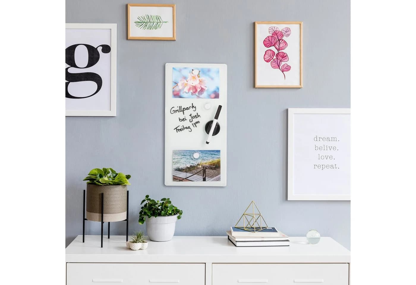 relaxdays Glas-Magnetboard Weiß Modernes Design - Bild 5