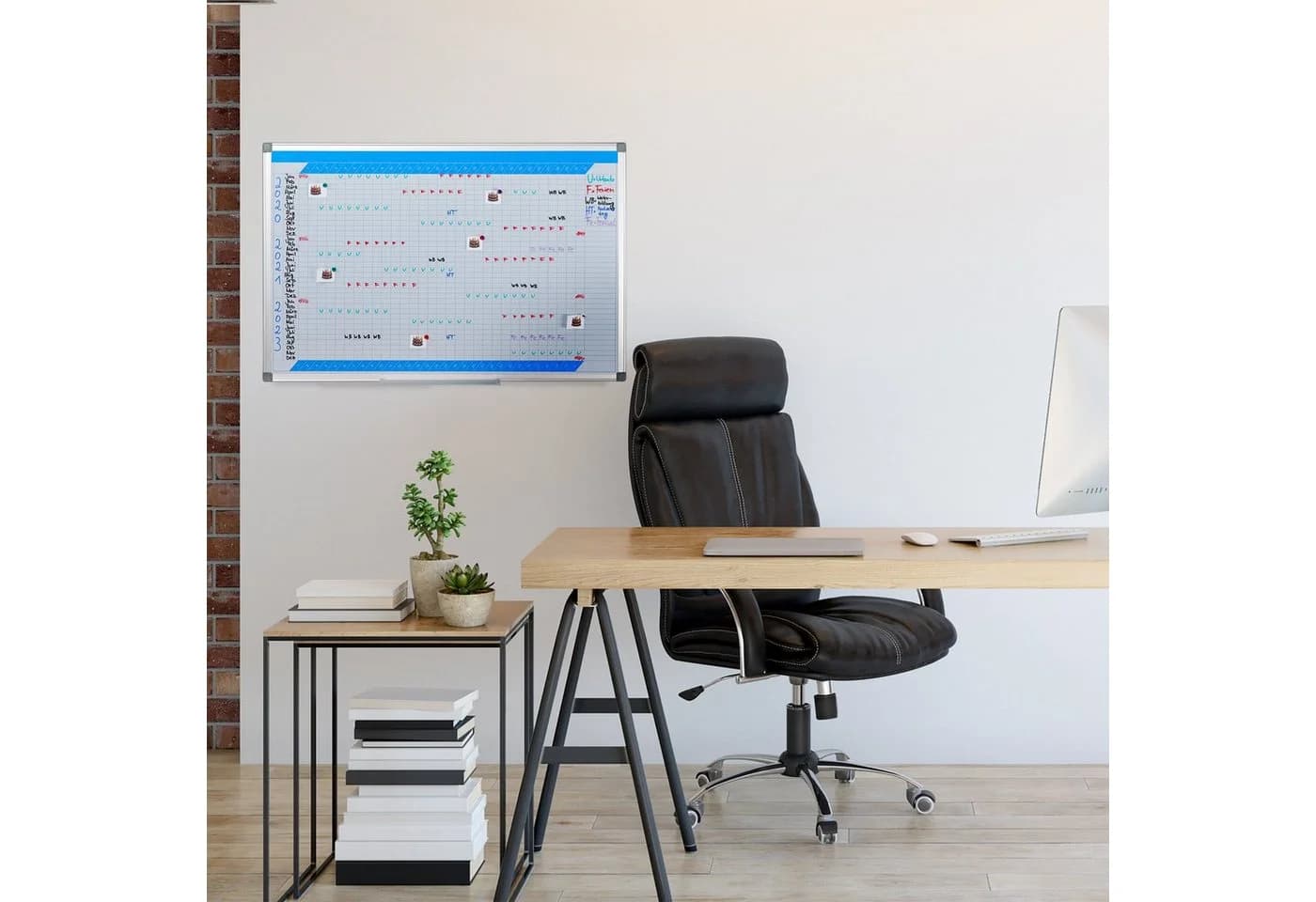 relaxdays Memoboard Whiteboard Planer Weiß Silber Magnettafel