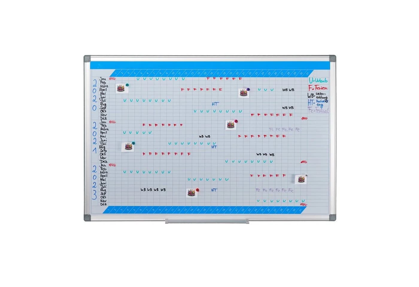 relaxdays Memoboard Whiteboard Planer Weiß Silber Magnettafel - Bild 2