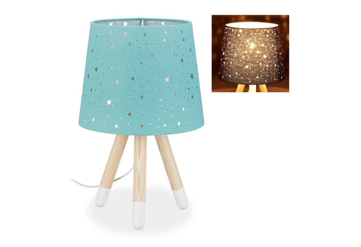 relaxdays Nachttischlampe Kinderzimmer Sterne Mint - Bild 2