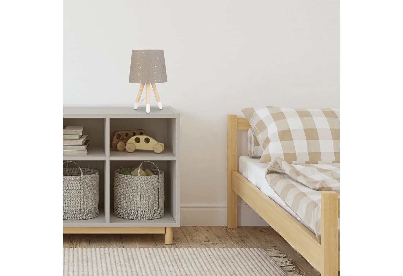 relaxdays Nachttischlampe Kinderzimmer Sterne Grau - Bild 1