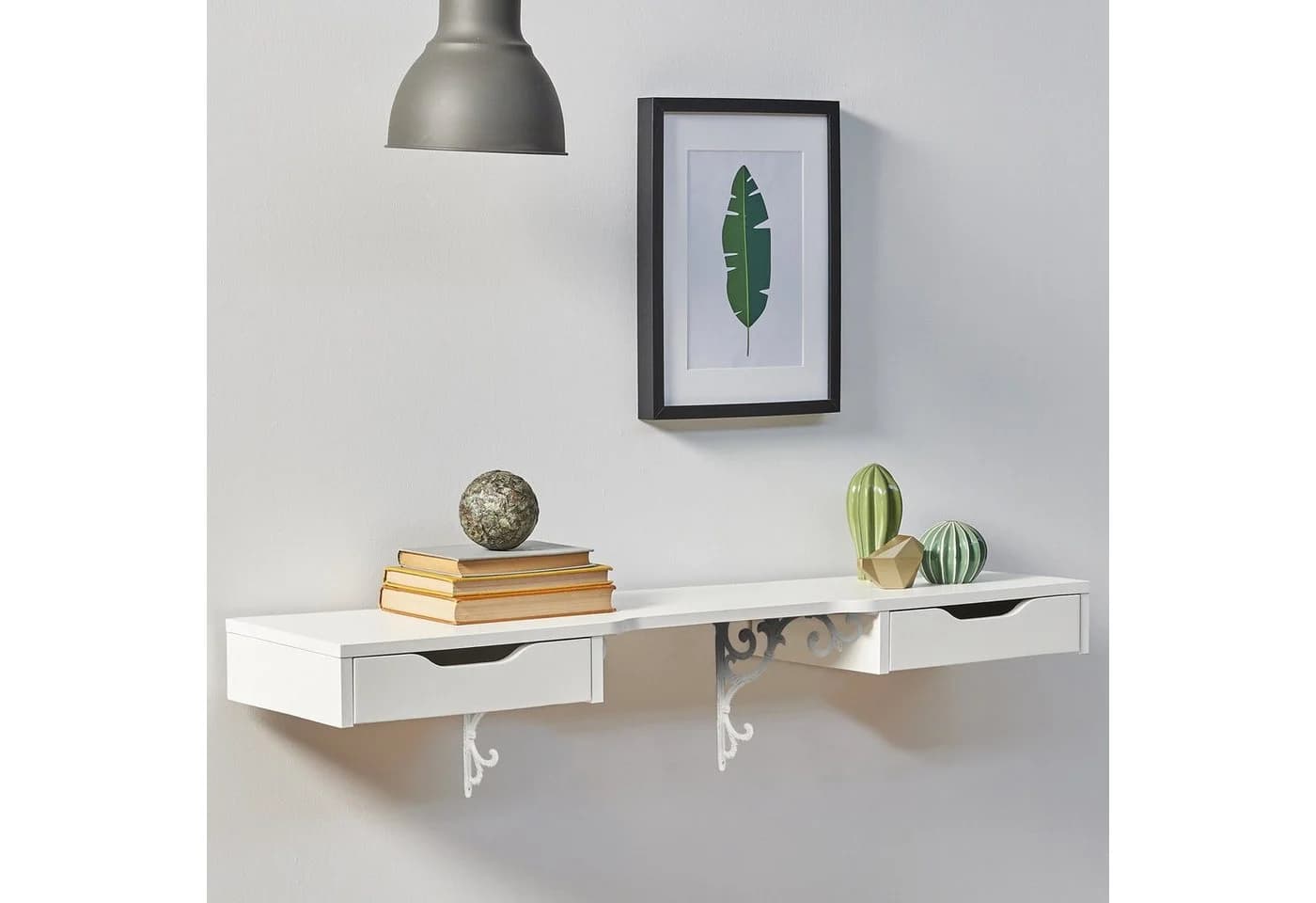 relaxdays Regalwinkel 2er Set Gusseisen Antik Weiß Vintage Wandhalter