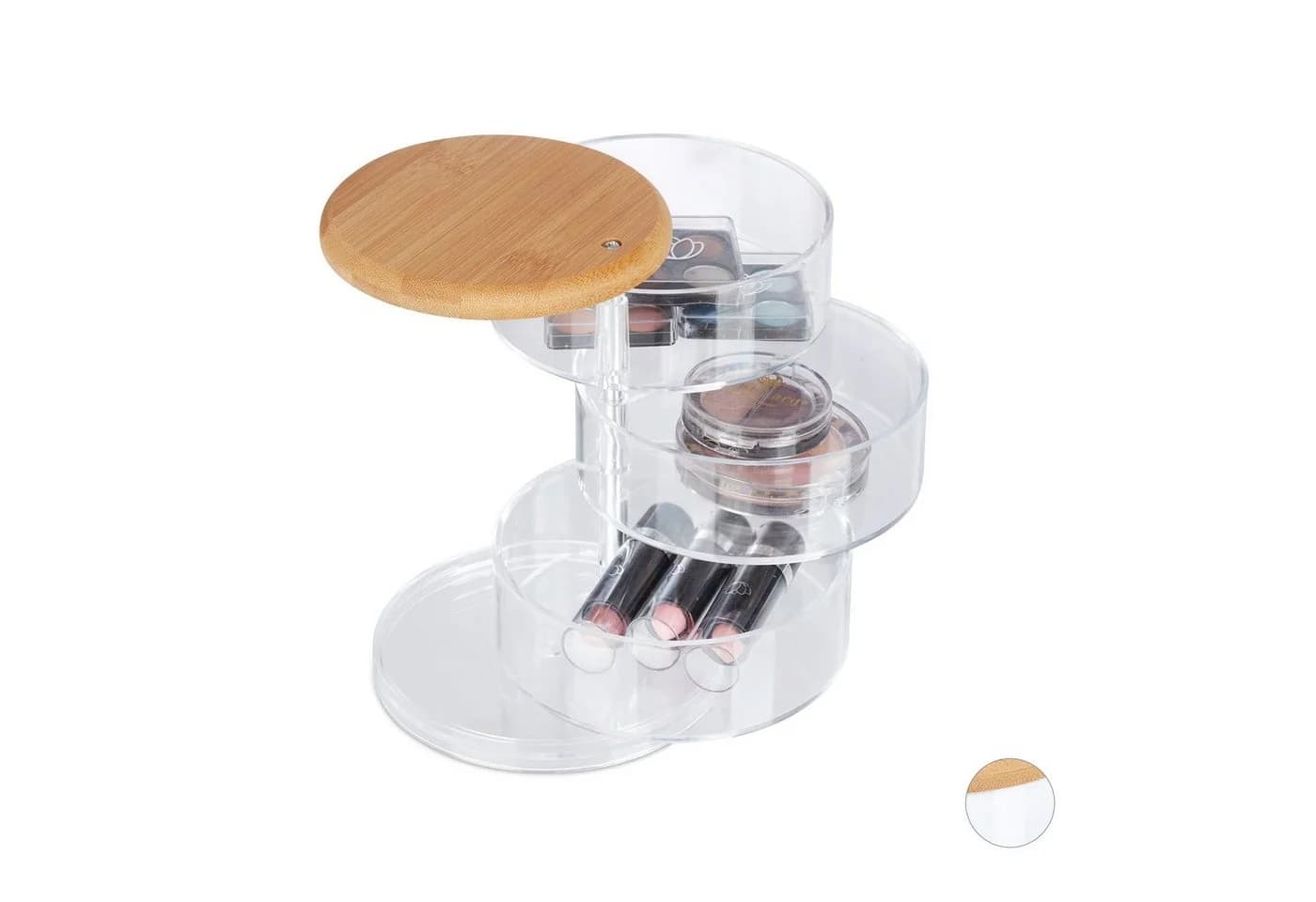 relaxdays Make-Up Organizer mit 3 Fächern transparent - Bild 2