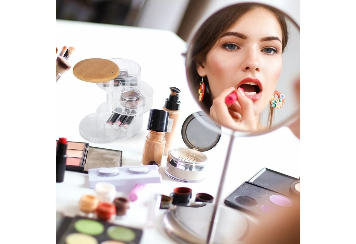 relaxdays Make-Up Organizer mit 3 Fächern transparent - Bild 3