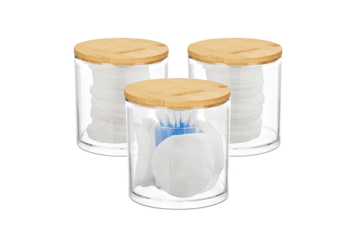 relaxdays Wattestäbchenspender 3er Set Acryl Organizer Bad - Bild 2