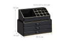 relaxdays Make-Up Organizer 3 Schubladen Schwarz-Gold Bild 4