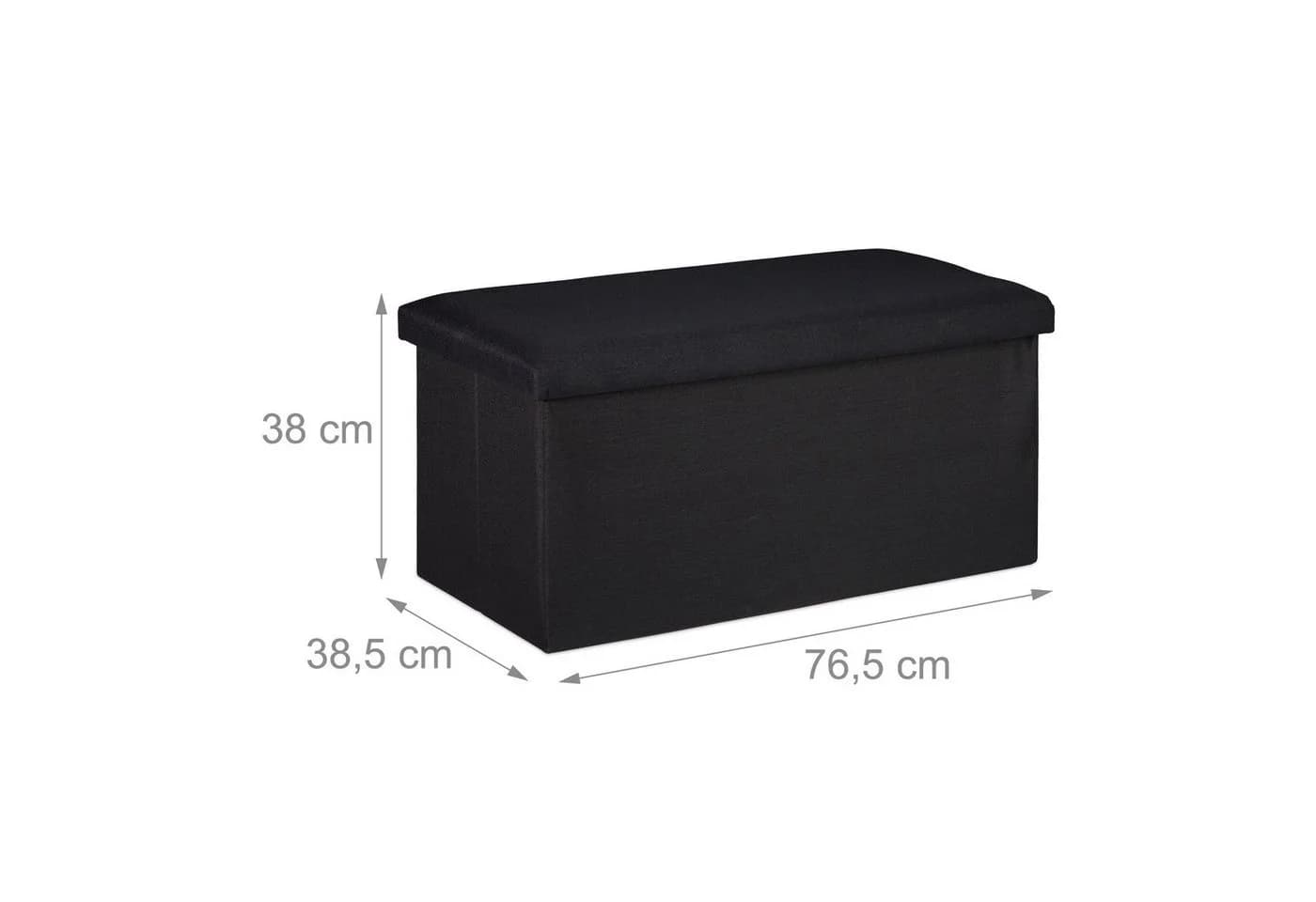 relaxdays Sitzbank Leinen Optik Schwarz Faltbar Mit Stauraum - Bild 4
