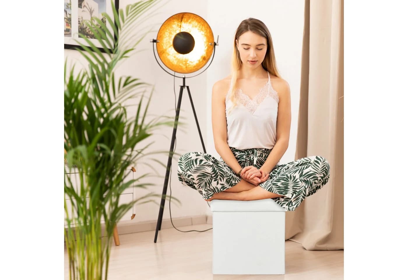 relaxdays Sitzhocker mit Stauraum Schwarz Faltbar Gepolstert - Bild 3
